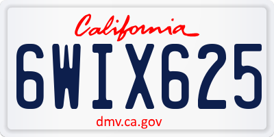 CA license plate 6WIX625