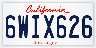 CA license plate 6WIX626