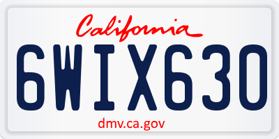 CA license plate 6WIX630