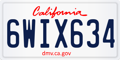 CA license plate 6WIX634