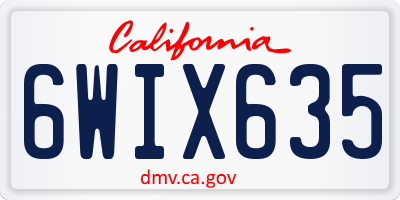 CA license plate 6WIX635