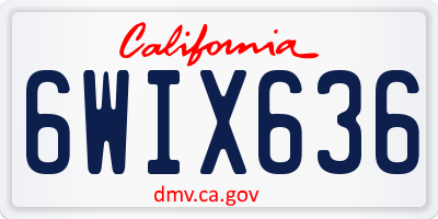CA license plate 6WIX636
