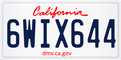 CA license plate 6WIX644