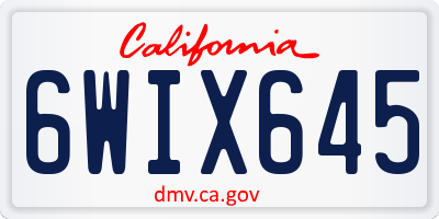 CA license plate 6WIX645
