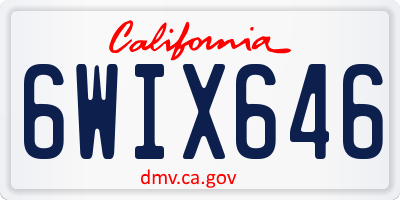 CA license plate 6WIX646