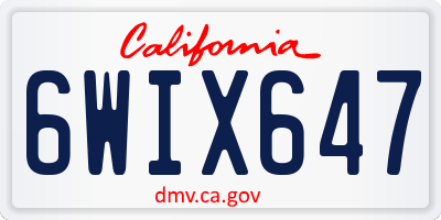 CA license plate 6WIX647