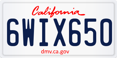 CA license plate 6WIX650