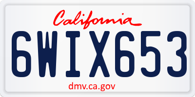 CA license plate 6WIX653
