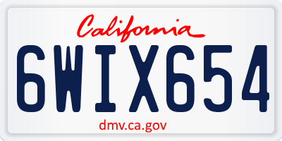 CA license plate 6WIX654