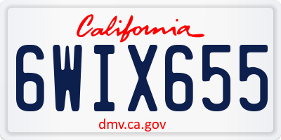 CA license plate 6WIX655