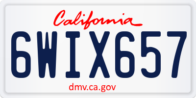 CA license plate 6WIX657