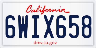 CA license plate 6WIX658
