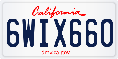 CA license plate 6WIX660