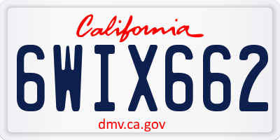 CA license plate 6WIX662
