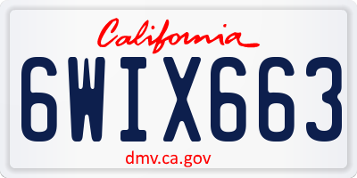 CA license plate 6WIX663