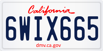 CA license plate 6WIX665