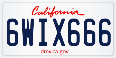 CA license plate 6WIX666