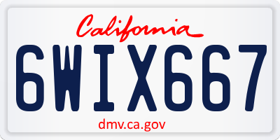 CA license plate 6WIX667