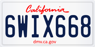 CA license plate 6WIX668