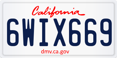 CA license plate 6WIX669