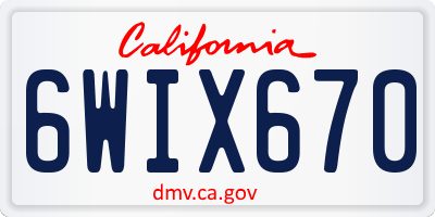 CA license plate 6WIX670
