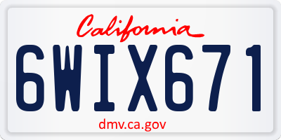 CA license plate 6WIX671