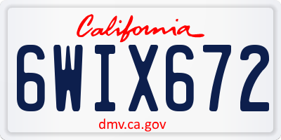 CA license plate 6WIX672