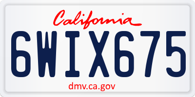 CA license plate 6WIX675