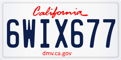CA license plate 6WIX677