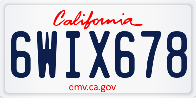 CA license plate 6WIX678