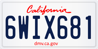 CA license plate 6WIX681