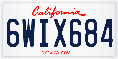 CA license plate 6WIX684