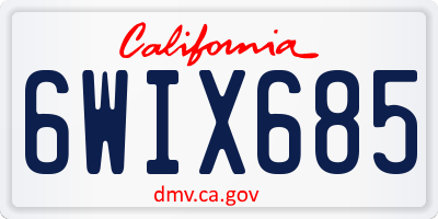 CA license plate 6WIX685