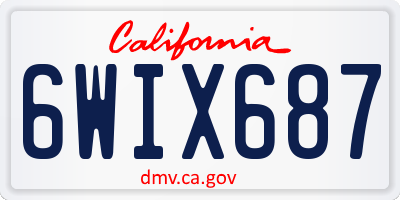 CA license plate 6WIX687