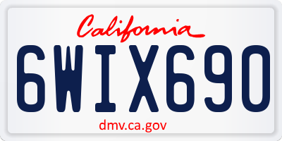 CA license plate 6WIX690