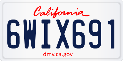 CA license plate 6WIX691