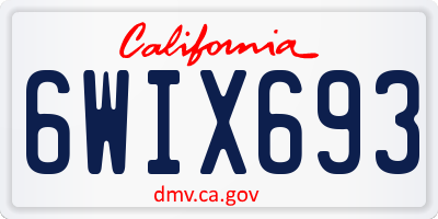 CA license plate 6WIX693