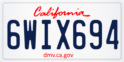 CA license plate 6WIX694