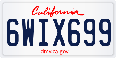 CA license plate 6WIX699