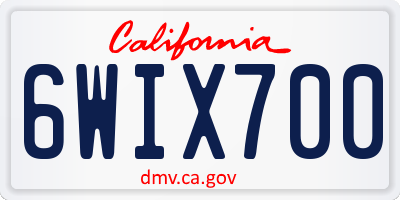 CA license plate 6WIX700
