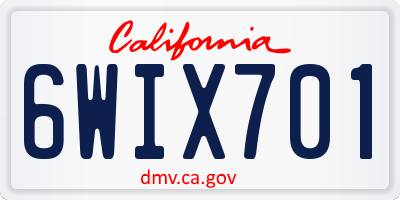 CA license plate 6WIX701