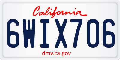 CA license plate 6WIX706