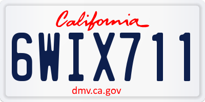 CA license plate 6WIX711