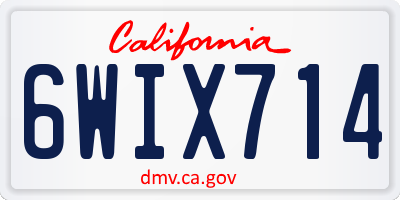 CA license plate 6WIX714