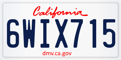 CA license plate 6WIX715
