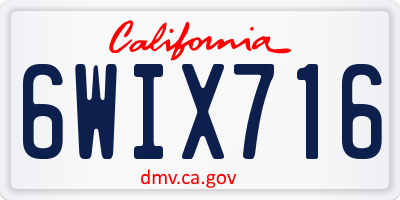 CA license plate 6WIX716