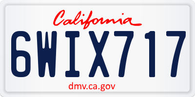 CA license plate 6WIX717