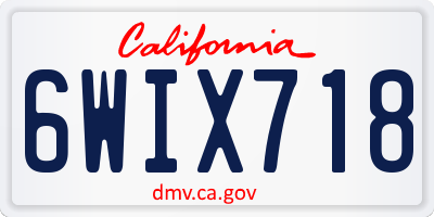 CA license plate 6WIX718
