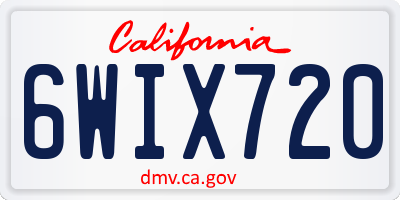 CA license plate 6WIX720