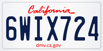 CA license plate 6WIX724